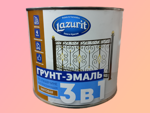 Эмаль-грунт по ржавчине 1,9кг LAZURIT