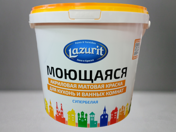 Краска акриловая матовая для кухонь и ванн LAZURIT 7 кг.